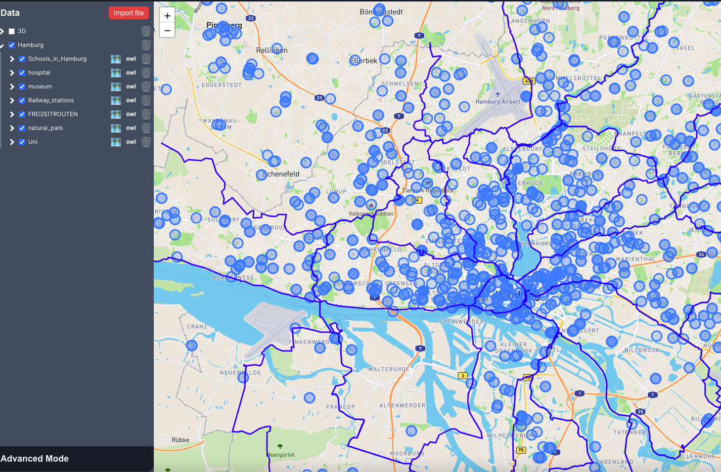 SPALOD platform interface showing a map with data layers
